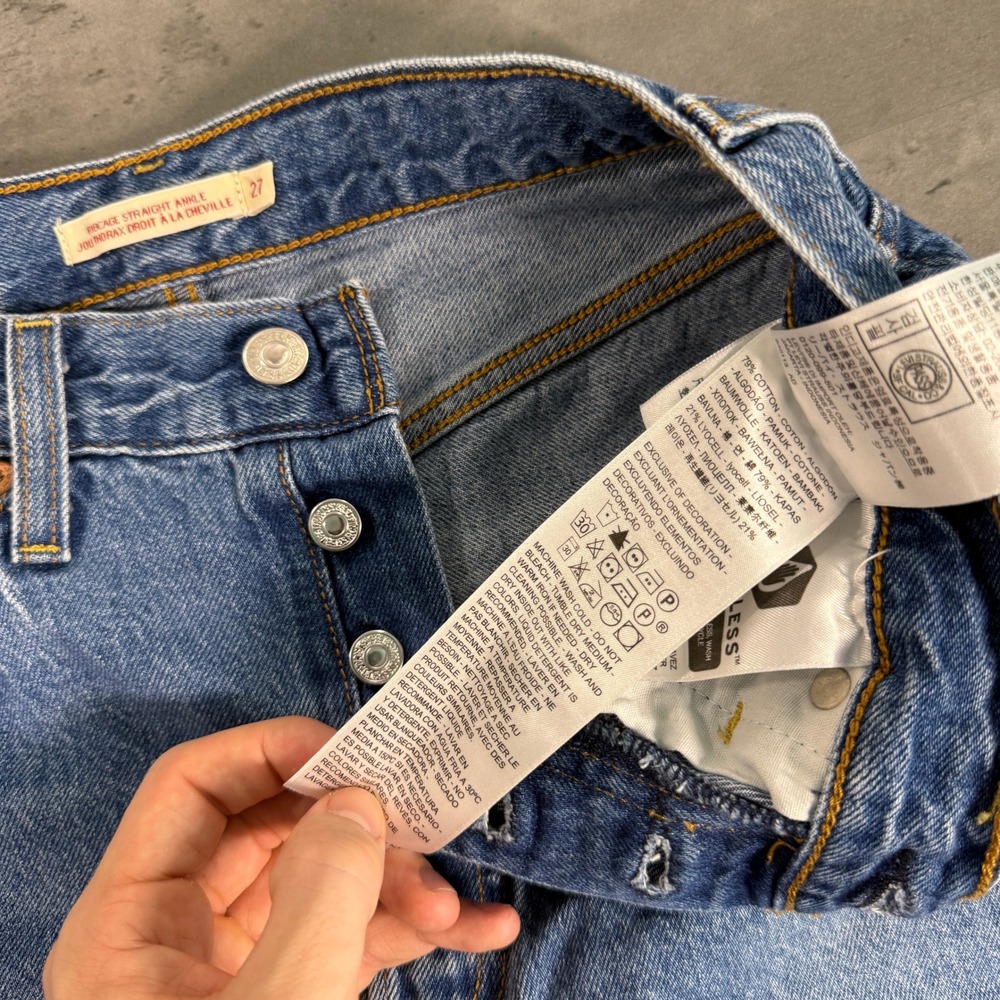 Levis Ribcage Straight Ankle Jeans Womens 27 Blue Distressed Premium High Rise - Picture 5 of 13